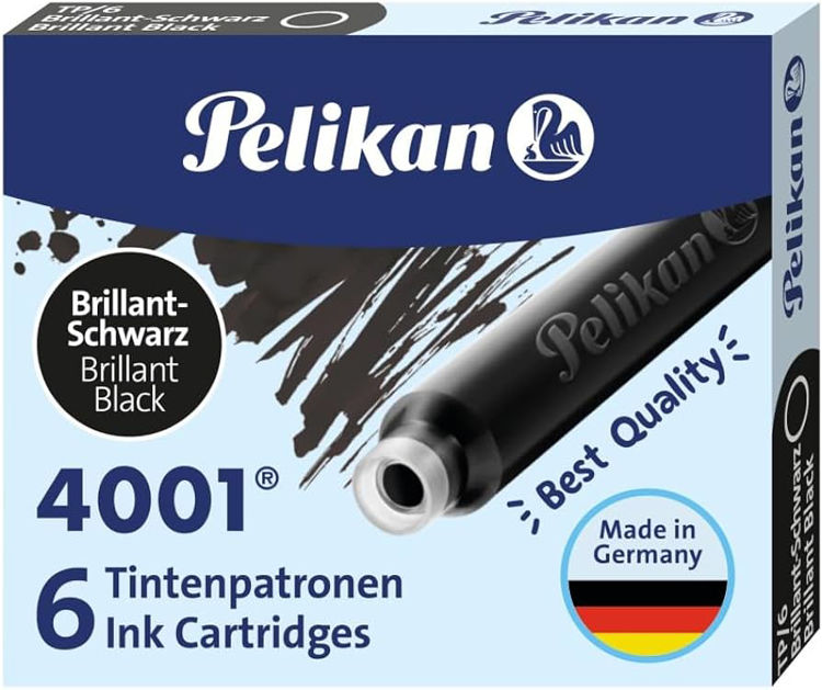 Picture of 1697-Pelikan 4001 TP/6 Ink Cartridges for Fountain Pens,